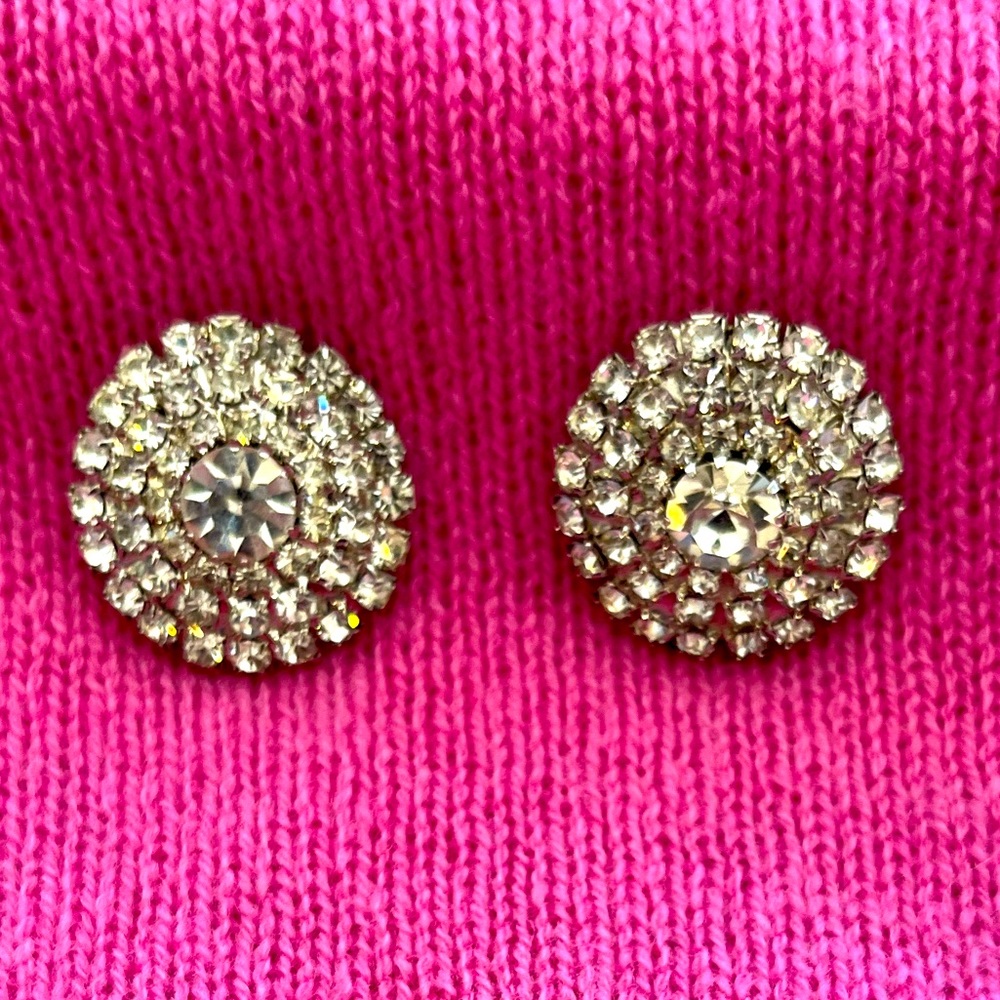 Vintage CZ and Silver Pierced Earrings